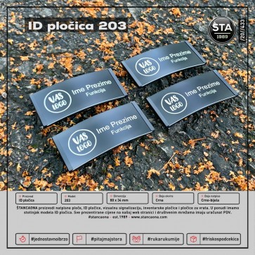 ID pločica model 203 crna (dimenzija 80x34 mm, pričvršćenje magnetom) / MOQ 10 komada