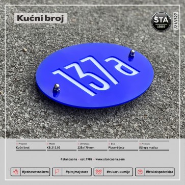 Kućni broj (225x170, plavo-bijela)