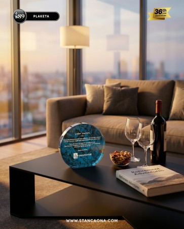 Akrilna nagrada Aurora mramor plava R152x25mm