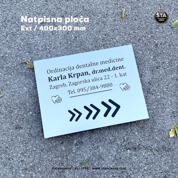 Natpisna ploča (400x300x3.2 mm, steel/crna), EXT