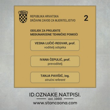 Natpisna pločica za ured 3SL (3 mjesta, 150x150 mm, staro zlato/crna)