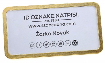 ID pločica 223 zlatna (dimenzija 81x43 mm, pričvršćenje magnetom) / MOQ 10 komada