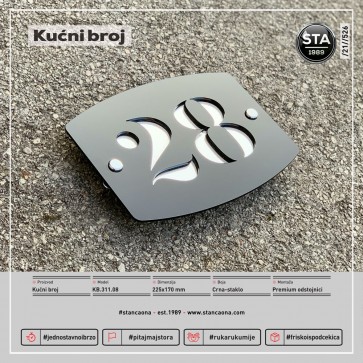 Kućni broj (225x170, crno-stakleni)