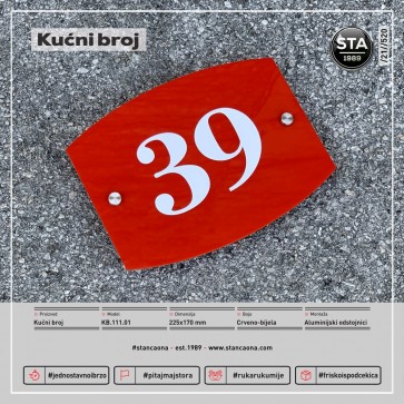 Kućni broj (225x170, crveno-bijeli)