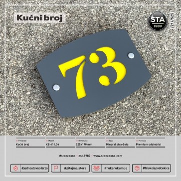 Kućni broj (225x170, mineral siva-žuta)